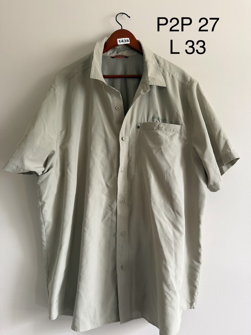Merrell Men’s Short Sleeve Outdoor Hiking Shirt – XXL – Lightweight Ventilated T